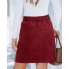 imageluvamia Corduroy Skirts for Women High Waisted Trendy Fall Elastic Waist Casual Stretchy Short Skirts with Patch PocketsWine Red