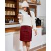 imageluvamia Corduroy Skirts for Women High Waisted Trendy Fall Elastic Waist Casual Stretchy Short Skirts with Patch PocketsWine Red