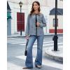 imageluvamia Jean Jacket Women Trendy Button Down Contrast Corduroy Collar Casual Loose Fit Denim Barn Jackets with PocketsAqua Blue