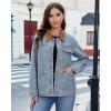 imageluvamia Jean Jacket Women Trendy Button Down Contrast Corduroy Collar Casual Loose Fit Denim Barn Jackets with PocketsAqua Blue