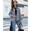imageluvamia Jean Jacket Women Trendy Button Down Contrast Corduroy Collar Casual Loose Fit Denim Barn Jackets with PocketsAqua Blue