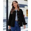 imageluvamia Jean Jacket Women Trendy Button Down Contrast Corduroy Collar Casual Loose Fit Denim Barn Jackets with PocketsBlack
