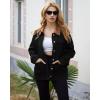 imageluvamia Jean Jacket Women Trendy Button Down Contrast Corduroy Collar Casual Loose Fit Denim Barn Jackets with PocketsBlack