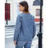 imageluvamia Jean Jacket Women Trendy Button Down Contrast Corduroy Collar Casual Loose Fit Denim Barn Jackets with PocketsMedium Blue