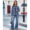 imageluvamia Jean Jacket Women Trendy Button Down Contrast Corduroy Collar Casual Loose Fit Denim Barn Jackets with PocketsMedium Blue
