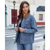imageluvamia Jean Jacket Women Trendy Button Down Contrast Corduroy Collar Casual Loose Fit Denim Barn Jackets with PocketsMedium Blue