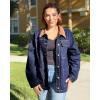 imageluvamia Jean Jacket Women Trendy Button Down Contrast Corduroy Collar Casual Loose Fit Denim Barn Jackets with PocketsNightfall Blue