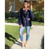 imageluvamia Jean Jacket Women Trendy Button Down Contrast Corduroy Collar Casual Loose Fit Denim Barn Jackets with PocketsNightfall Blue