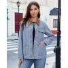imageluvamia Jean Jacket Women Trendy Button Down Contrast Corduroy Collar Casual Loose Fit Denim Barn Jackets with PocketsRoadknight Blue