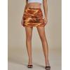 imageluvamia Mini Skirts for Women Mesh Trendy Printed High Waisted Bodycon Elastic Waist Ruched Stretchy Party Short SkirtAbsract Earth Tone