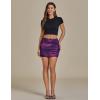 imageluvamia Mini Skirts for Women Mesh Trendy Printed High Waisted Bodycon Elastic Waist Ruched Stretchy Party Short SkirtAbsract Purple
