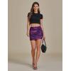 imageluvamia Mini Skirts for Women Mesh Trendy Printed High Waisted Bodycon Elastic Waist Ruched Stretchy Party Short SkirtAbsract Purple