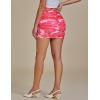 imageluvamia Mini Skirts for Women Mesh Trendy Printed High Waisted Bodycon Elastic Waist Ruched Stretchy Party Short SkirtFushcia Floral