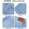 imageluvamia Straight Leg Jeans for Women High Waisted Trendy Button Fly Trouser Jeans Stretchy Denim Pants with PocketsLakeside Blue