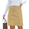 imageluvamia Corduroy Skirts for Women High Waisted Trendy Fall Elastic Waist Casual Stretchy Short Skirts with Patch PocketsAlmond