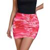 imageluvamia Mini Skirts for Women Mesh Trendy Printed High Waisted Bodycon Elastic Waist Ruched Stretchy Party Short SkirtFushcia Floral