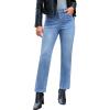 imageluvamia Straight Leg Jeans for Women High Waisted Trendy Button Fly Trouser Jeans Stretchy Denim Pants with PocketsMedium Blue