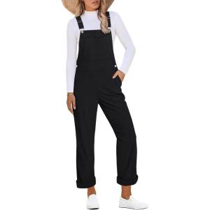 imageluvamia Corduroy Overalls for Women Loose Fit Baggy Straight Casual Adjustable Straps Bib Jumpsuit Overalls with PocketsBlack