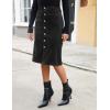 imageluvamia Corduroy Skirts for Women Midi Length High Waisted Button Down Trendy Stretchy Fall Elastic Waist Casual SkirtBlack