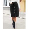 imageluvamia Corduroy Skirts for Women Midi Length High Waisted Button Down Trendy Stretchy Fall Elastic Waist Casual SkirtBlack