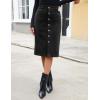 imageluvamia Corduroy Skirts for Women Midi Length High Waisted Button Down Trendy Stretchy Fall Elastic Waist Casual SkirtBlack