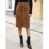 imageluvamia Corduroy Skirts for Women Midi Length High Waisted Button Down Trendy Stretchy Fall Elastic Waist Casual SkirtBrown