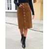 imageluvamia Corduroy Skirts for Women Midi Length High Waisted Button Down Trendy Stretchy Fall Elastic Waist Casual SkirtBrown