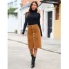 imageluvamia Corduroy Skirts for Women Midi Length High Waisted Button Down Trendy Stretchy Fall Elastic Waist Casual SkirtCamel