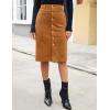 imageluvamia Corduroy Skirts for Women Midi Length High Waisted Button Down Trendy Stretchy Fall Elastic Waist Casual SkirtCamel