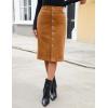imageluvamia Corduroy Skirts for Women Midi Length High Waisted Button Down Trendy Stretchy Fall Elastic Waist Casual SkirtCamel