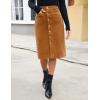 imageluvamia Corduroy Skirts for Women Midi Length High Waisted Button Down Trendy Stretchy Fall Elastic Waist Casual SkirtCamel