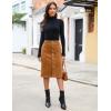 imageluvamia Corduroy Skirts for Women Midi Length High Waisted Button Down Trendy Stretchy Fall Elastic Waist Casual SkirtCamel