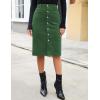 imageluvamia Corduroy Skirts for Women Midi Length High Waisted Button Down Trendy Stretchy Fall Elastic Waist Casual SkirtForest Green