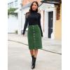 imageluvamia Corduroy Skirts for Women Midi Length High Waisted Button Down Trendy Stretchy Fall Elastic Waist Casual SkirtForest Green