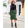 imageluvamia Corduroy Skirts for Women Midi Length High Waisted Button Down Trendy Stretchy Fall Elastic Waist Casual SkirtForest Green