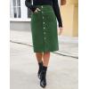 imageluvamia Corduroy Skirts for Women Midi Length High Waisted Button Down Trendy Stretchy Fall Elastic Waist Casual SkirtForest Green