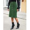 imageluvamia Corduroy Skirts for Women Midi Length High Waisted Button Down Trendy Stretchy Fall Elastic Waist Casual SkirtForest Green
