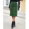 imageluvamia Corduroy Skirts for Women Midi Length High Waisted Button Down Trendy Stretchy Fall Elastic Waist Casual SkirtForest Green