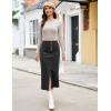 imageluvamia Corduroy Skirts for Women Midi Length High Waisted Button Fly Fall Casual Elastic Waist Long Skirt with SlitBlack