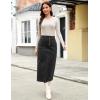 imageluvamia Corduroy Skirts for Women Midi Length High Waisted Button Fly Fall Casual Elastic Waist Long Skirt with SlitBlack