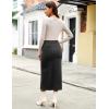 imageluvamia Corduroy Skirts for Women Midi Length High Waisted Button Fly Fall Casual Elastic Waist Long Skirt with SlitBlack