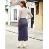 imageluvamia Corduroy Skirts for Women Midi Length High Waisted Button Fly Fall Casual Elastic Waist Long Skirt with SlitGray Blue