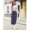 imageluvamia Corduroy Skirts for Women Midi Length High Waisted Button Fly Fall Casual Elastic Waist Long Skirt with SlitGray Blue