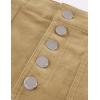imageluvamia Corduroy Skirts for Women Midi Length High Waisted Button Fly Fall Casual Elastic Waist Long Skirt with SlitKhaki