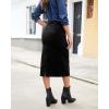 imageluvamia Corduroy Skirts for Women Midi Length High Waisted Trendy Fall Elastic Waist Casual Stretchy Welt Pockets SkirtBlack
