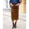 imageluvamia Corduroy Skirts for Women Midi Length High Waisted Trendy Fall Elastic Waist Casual Stretchy Welt Pockets SkirtBrown