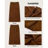 imageluvamia Corduroy Skirts for Women Midi Length High Waisted Trendy Fall Elastic Waist Casual Stretchy Welt Pockets SkirtBrown
