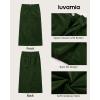 imageluvamia Corduroy Skirts for Women Midi Length High Waisted Trendy Fall Elastic Waist Casual Stretchy Welt Pockets SkirtDark Green