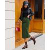 imageluvamia Corduroy Skirts for Women Midi Length High Waisted Trendy Fall Elastic Waist Casual Stretchy Welt Pockets SkirtDark Green