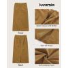 imageluvamia Corduroy Skirts for Women Midi Length High Waisted Trendy Fall Elastic Waist Casual Stretchy Welt Pockets SkirtTan